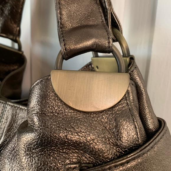 Like New KOOBA Elisha Bronze Metallic Leather Bow Shoulder Bag - Picture 6 of 14